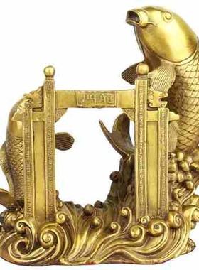 2021纯e铜鱼龙门摆件鲤鱼跳龙门摆件铜鱼办公室家居工艺礼品摆