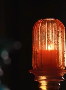 琉璃灯皓月当空烛台琉璃琥珀色灯罩琉璃灯仿古宋式文人