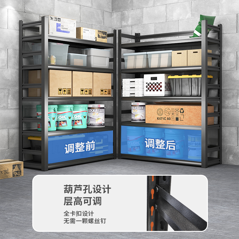 仓储货架三面围栏置物架多层家用储藏室阳台收纳架超市铁架展示架 - 图1