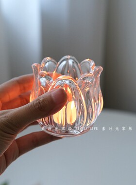 好货ins风自制香薰蜡烛郁金香杯蜡玻璃烛台 北欧风香氛摆件装饰伴