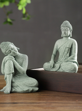 极速禅意新中式佛像鱼缸造景摆件阿弥陀佛石头小雕塑盆景微景观装