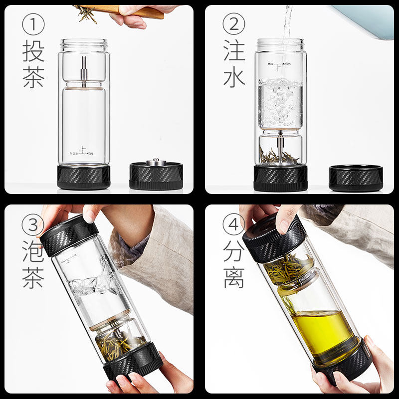 茶之恋至臻版茶水分n离泡茶杯男女便携车载杯子高档双层旋转玻璃,淘宝优惠券,粉丝福利购,淘宝优惠卷