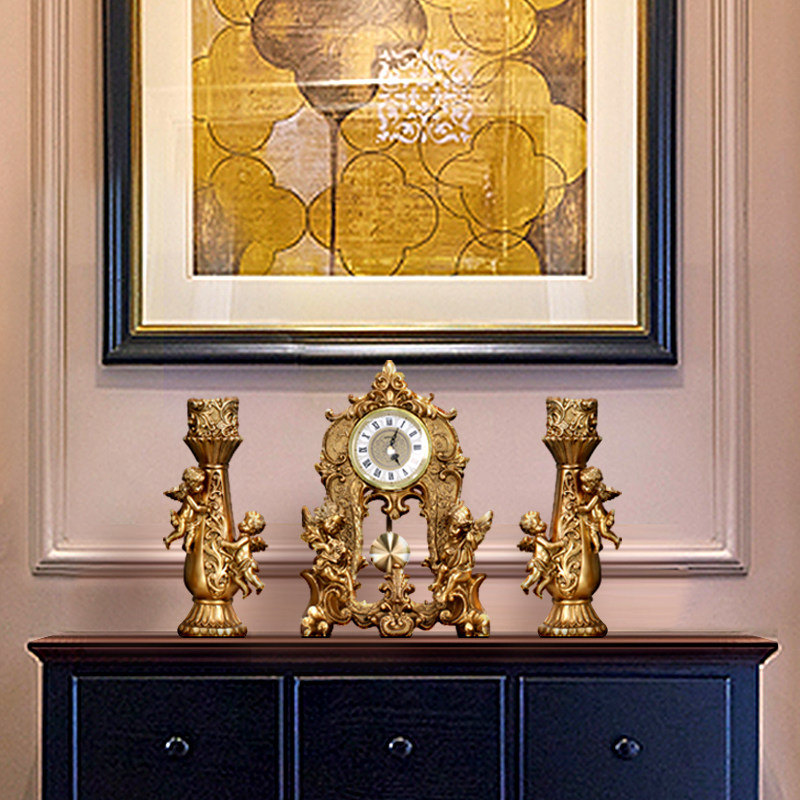 欧式钟表摆d件座钟台钟美式客厅时钟酒柜玄关电视柜轻奢桌面工艺,淘宝优惠券,粉丝福利购,淘宝优惠卷