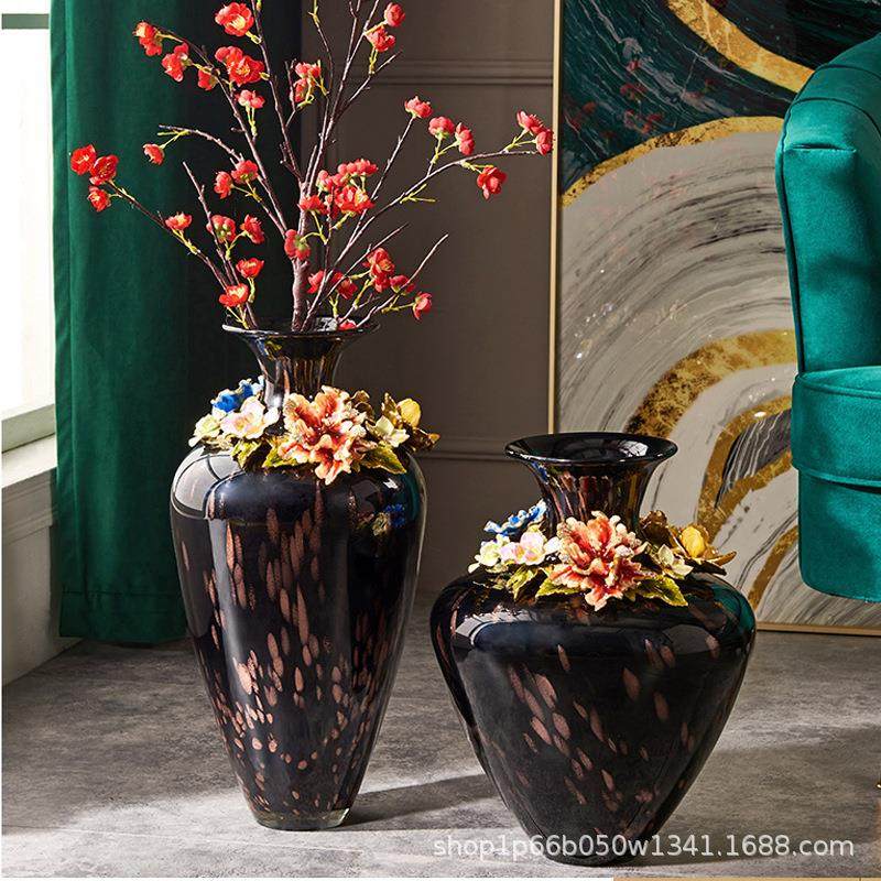 轻奢艺术玻璃花瓶简约插花花器摆设工艺陶瓷花盆家居饰品两件套,淘宝优惠券,粉丝福利购,淘宝优惠卷