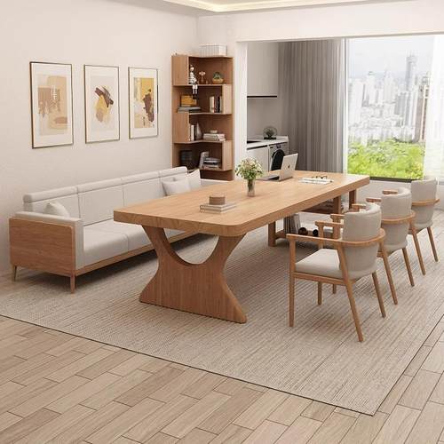 北欧去客厅化全实木桌子现代简约大长书桌多人学习桌办公桌工作台 - 图3