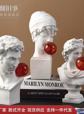 北欧素描石膏大卫人物雕塑摆件家居客厅玄关电视柜艺术品装饰摆件