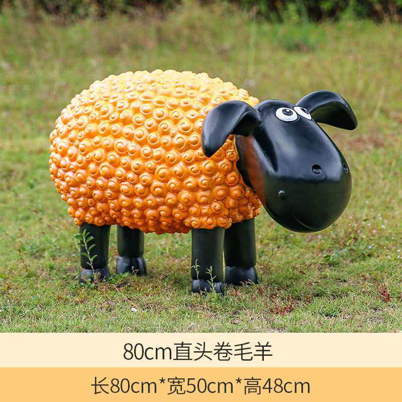 小羊雕塑装饰彩色卷毛羊玻璃钢小品公园草坪景观造景仿真绵羊摆件,淘宝优惠券,粉丝福利购,淘宝优惠卷
