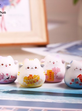 速发招财摆树脂猫小件迷你车载可爱猫咪礼品前台客厅桌面装饰