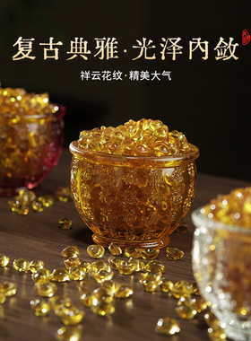 速发客晶百福米缸聚宝金琉璃盆元宝招摆件财家居水厅聚财存钱罐开