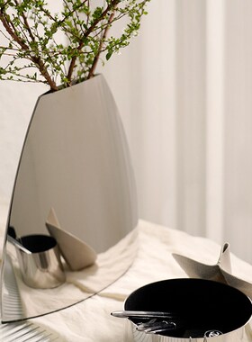 速发不锈钢花器摆件家居客视电厅柜茶几装饰花瓶极简送礼创意摆放