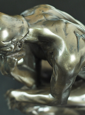 雕塑古铜色人物复古摆件思想者沉思者思考艺术品工艺品家居装饰品