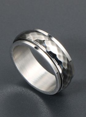 Rotatable ring personality ring retro punk simple pattern