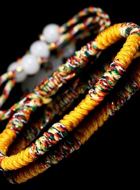 本命年手工编织五彩绳手链五色线藏式金刚结儿童手绳男女饰品