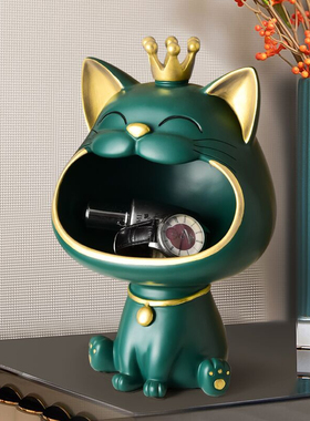 招财猫进门口放钥匙收纳摆件创意入户玄关鞋柜电视柜家居装饰品