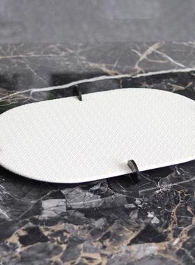 轻奢皮革几何圆形托盘摆件销售中心售楼处样板房酒店收纳盘装饰品