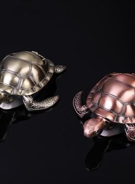 复古金属海龟带盖防风防摔创意烟灰缸装饰工艺品办公室家居摆件