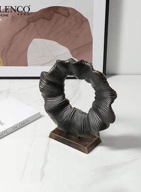 新中式轻奢抽象艺术绽放树脂摆件办公室客厅玄关桌面创意家居装饰