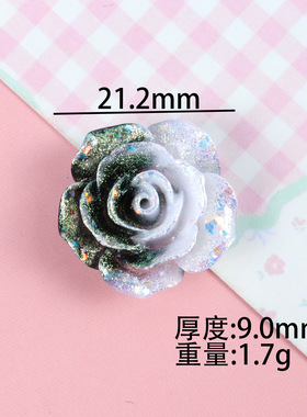 软花迷你爆闪圆玫瑰 卡21mm 萤火虫夜光树脂花朵 手工diy饰品