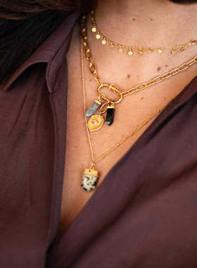 男女通用欧美不锈钢流行日月项链