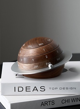 实木万年历摆件创意办公桌行星日历男生生日礼物小众高级文创礼品