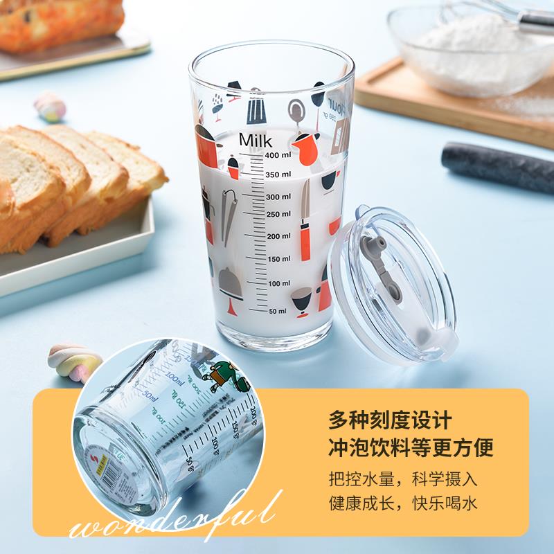 包邮帕莎帕琦进口钢化玻璃杯女吸管杯带刻度可微波加热泡茶杯家用 - 图1