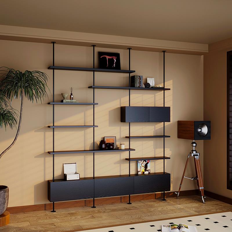 Nordic simple bookshelf integrated living room partition display display rack household floor-to-ceiling bookcase overhead storage rack
