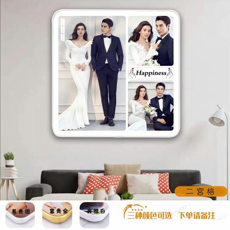 四九宫格正方形相框婚纱照全家福情侣儿童艺术照定制十寸水晶摆台 - 图2