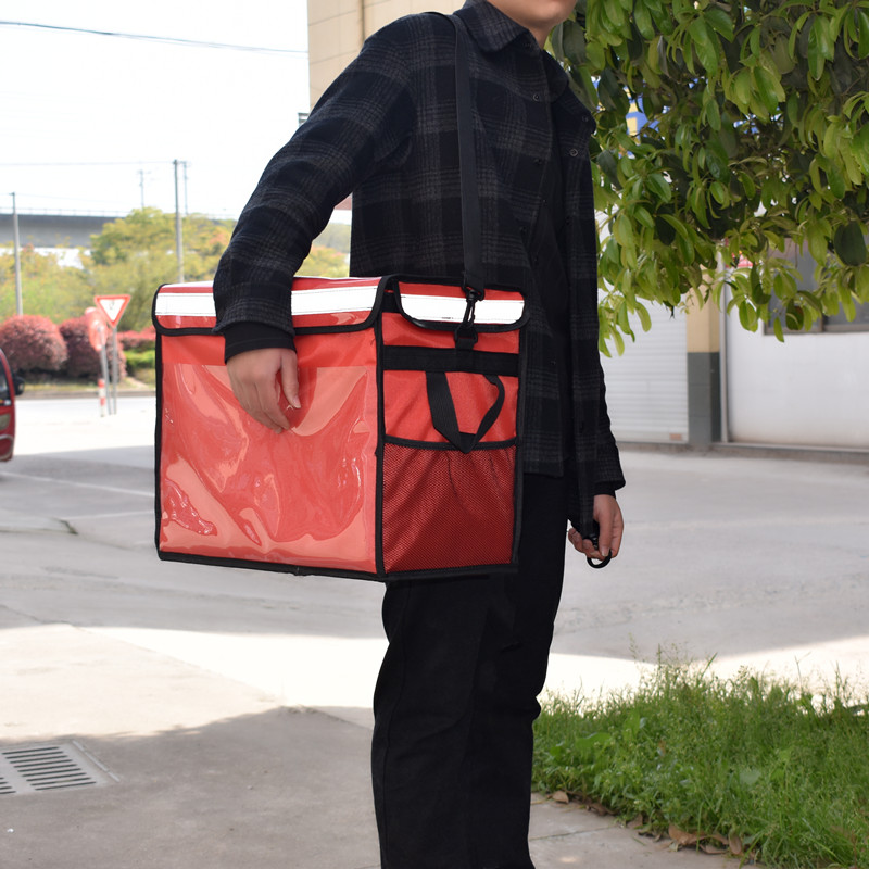 新款加厚双肩背外卖箱保温箱防水外送箱外卖包单肩背.手提送餐箱 - 图1