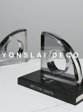 速发轻奢书房几何水晶书靠样板房客办公室间厅酒柜电视柜书挡摆件