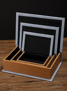 速发复奢假书摆件装饰书可打开藏手收轻古木质书机纳盒子拍照道具