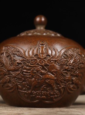 速发苏工纯铜麒麟纳福酒壶龙凤架祥博桌呈古案装饰摆件送礼收藏