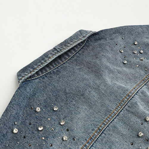 FELTICS双色镶钻牛仔外套 - 图0