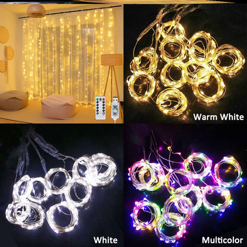 网红3m 100/200/300 LED Curtain String Light Garland Wedding - 图2