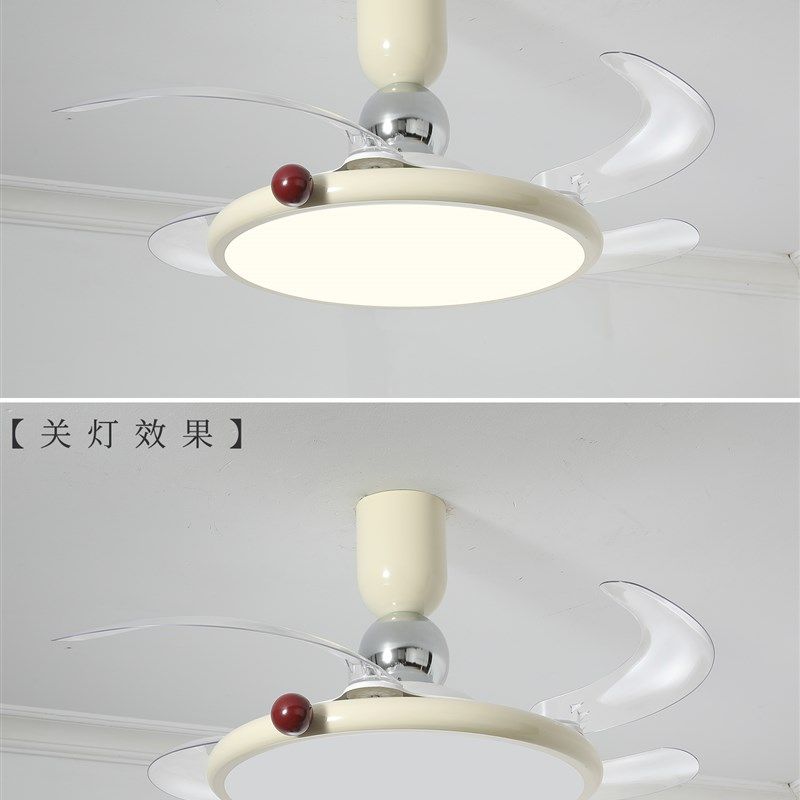 餐厅吊扇灯2025新款简约现代奶油风个性小奶豆隐形静音卧室风扇灯,淘宝优惠券,粉丝福利购,淘宝优惠卷