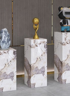 大理石纹雕塑工i艺品岩板摆件底座展示台酒店展厅会所客厅装饰摆