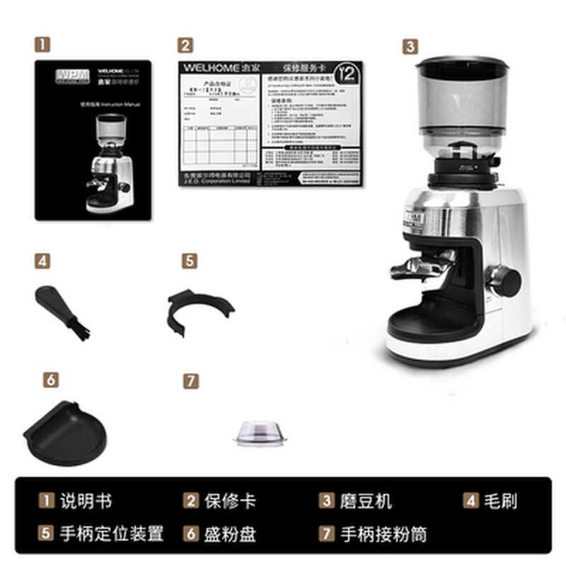 WPM咖啡磨豆机zd17n 意式电动家用商用全自动咖啡豆研磨机q18 - 图3