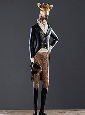 北欧风羚羊树脂摆件酒柜家居用品装饰品英伦绅士长颈鹿摆件真厂家