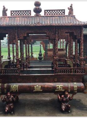 寺庙大型生铁香炉八龙柱长方形露天香炉宗祠道观六龙木柱带盖香炉