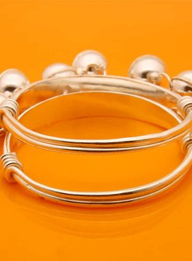 宝宝手工纯银铃铛脚镯手镯男女小孩满月周岁婴儿童足银脚环礼物