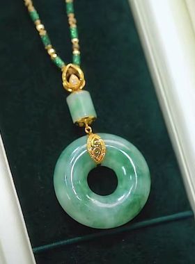 【下单立减50元】平安扣项链玉石毛衣链仿冰种吊坠母亲节礼物2ML