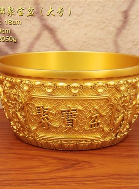 麒麟聚宝盆铜缸纯黄铜米缸摆件客厅家居P聚财小铜盆存钱罐
