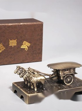 兵马俑铜车马摆件西安特色旅游纪念品金属马车中国特色礼物送老外
