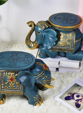 结婚礼物乔迁新居礼品客厅招财大象凳子换鞋凳欧式家居饰品摆件