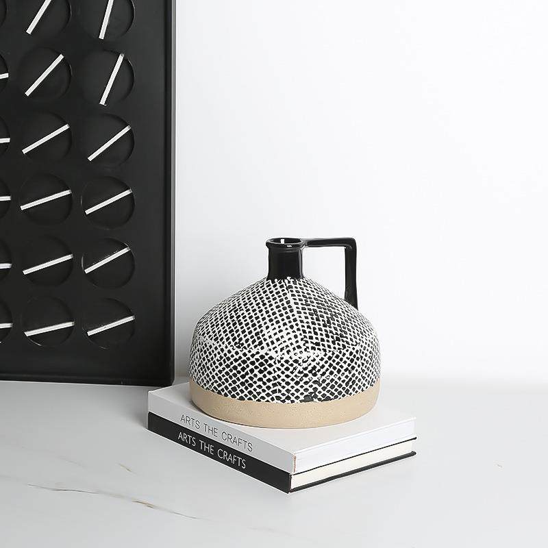 新中式复古斑点釉陶瓷干花瓶样板间会所客厅玄关插花创意装饰摆件,淘宝优惠券,粉丝福利购,淘宝优惠卷