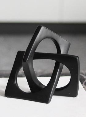 现代简约摆件几何不规则方形缠绕环扣创意样板房售楼处酒店装饰品