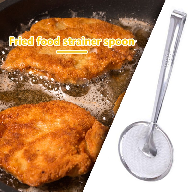 推荐Oil Frying Clamp Filter Stainless Steel Spoon Vegetables-图1