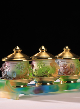 琉璃莲花供杯纯铜供水杯供佛杯圣水杯家用观音净水杯供佛大悲水杯