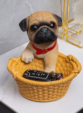 创意玄关钥匙收纳摆件家居装饰品客厅茶几桌面摆设可爱狗狗收纳盒