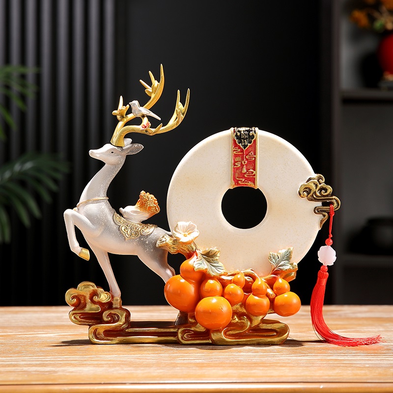 新福鹿摆件招财客厅玄关家居沙漏解压流沙画摆设酒柜新房子装饰礼 - 图2