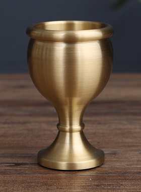 纯铜家用纯铜酒杯佛堂供奉仙家财神爷佛前圣水杯高脚供水杯供佛杯